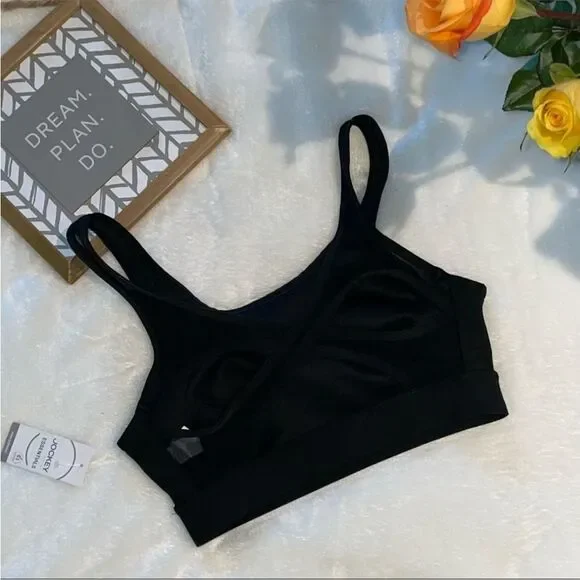 Nwt Jockey Radiate sport bra stretched jersey mold mesh cup black s small top - Picture 6 of 8